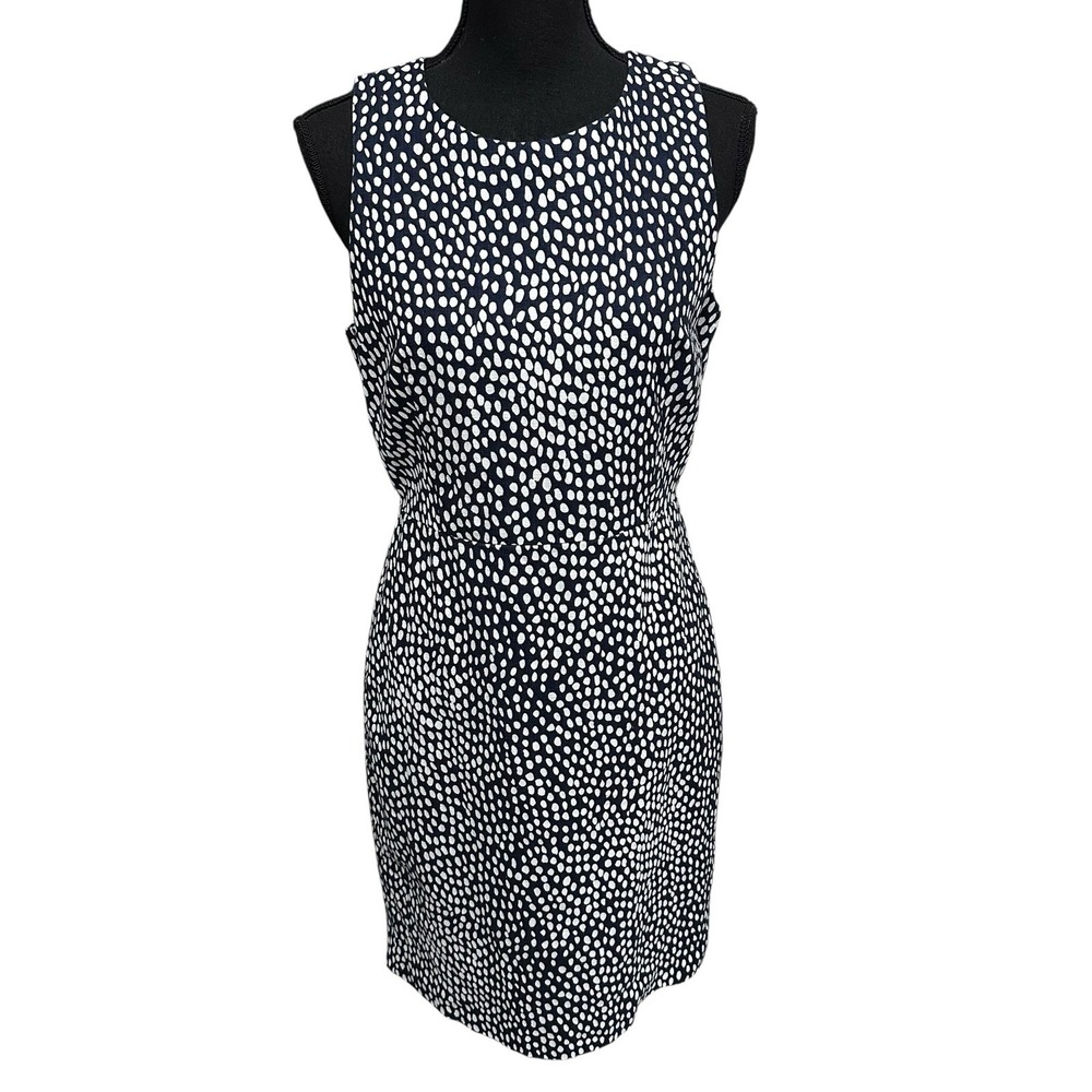 J. Crew Women's Size 8 Polka Dot Dress Black‎ & White Sleeveless Minimalist